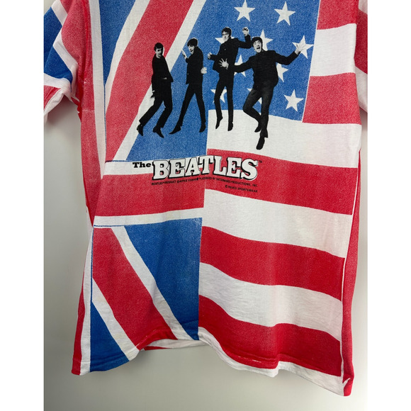 Vtg Beatles British American Flag Apple Corps Single Stitch XL T Shirt *Flawed* - Picture 2 of 16